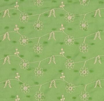 Dobby Voile mit Blumenstickerei, lindgrün